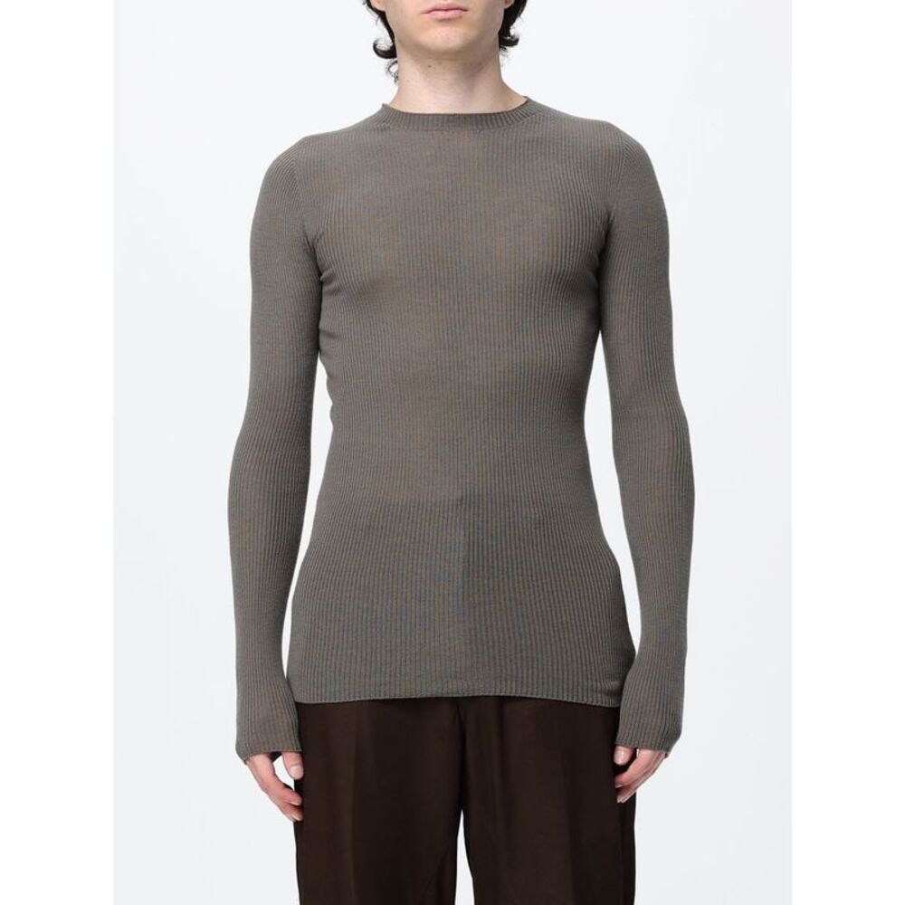 Rick Owens Men Slim Fit Crewneck Merino Wool Jumper Rick Owens With Long Sleeves